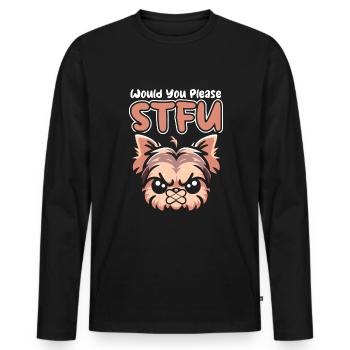 Yorkshire Terrier taisez-vous s’il vous plaît taisez-vous - T-shirt manches longues Premium bio Homme - noir - Devant - Nico (187cm)