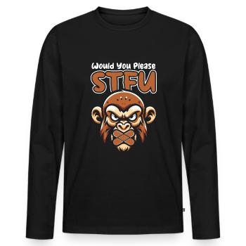 Monkey, taisez-vous, s’il vous plaît, taisez-vous - T-shirt manches longues Premium bio Homme - noir - Devant - Nico (187cm)