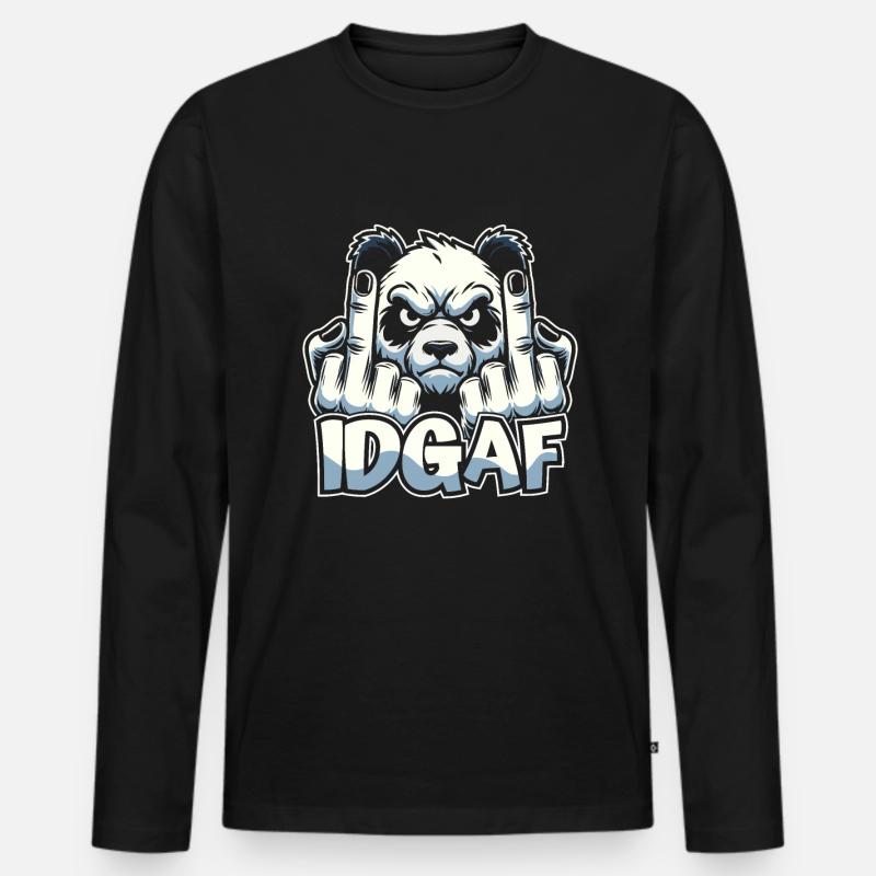 Panda géant Panda Ours Idgaf - T-shirt manches longues Premium bio Homme - noir