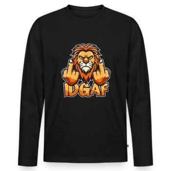 Leo Idgaf - T-shirt manches longues Premium bio Homme - noir - Devant - Nico (187cm)