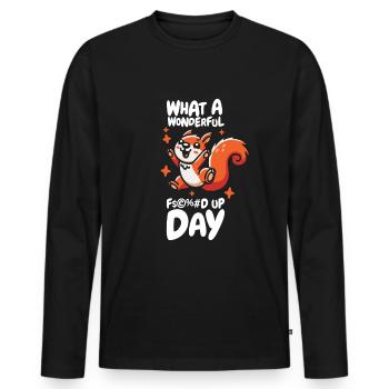 Journée de l’écureuil foutu en l’air - T-shirt manches longues Premium bio Homme - noir - Devant - Nico (187cm)