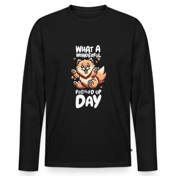 Journée de merde de Poméranie - T-shirt manches longues Premium bio Homme - noir - Devant - Nico (187cm)