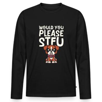 Boxer Chien Boxer allemand Boxer se taire - T-shirt manches longues Premium bio Homme - noir - Devant - Nico (187cm)