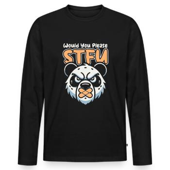 Giant Panda Panda Bear Stfu - Men's Premium Organic Long Sleeve Shirt - black - Front - Nico (187cm)