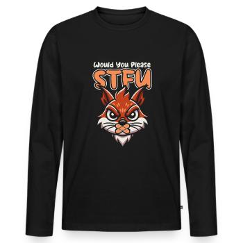 Squirrel Stfu Would You Please Shut Up - Men's Premium Organic Long Sleeve Shirt - black - Front - Nico (187cm)