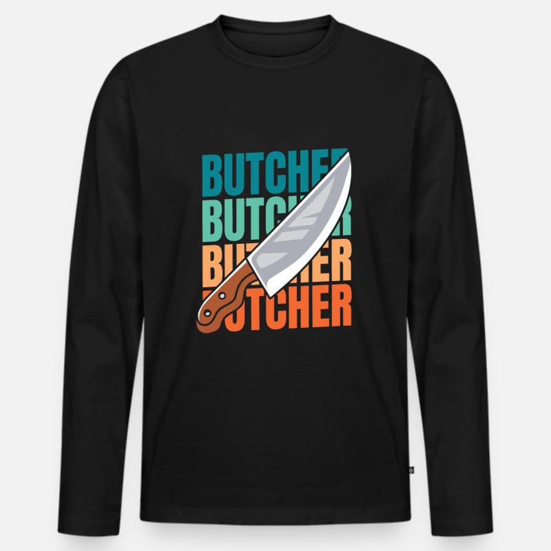 Fleischer Metzger Schlachter - Männer Premium Bio Langarmshirt - Schwarz