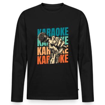 Karaoke - Men's Premium Organic Long Sleeve Shirt - black - Front - Nico (187cm)