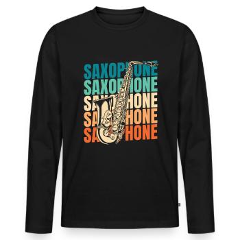 Saxophone Saxophone - Men's Premium Organic Long Sleeve Shirt - black - Front - Nico (187cm)