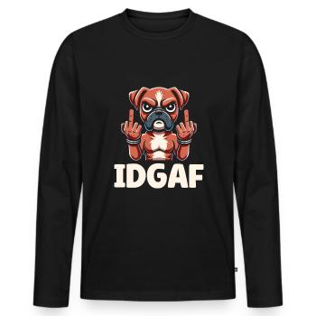 Boxer Chien Boxer Boxer Allemand Idgaf - T-shirt manches longues Premium bio Homme - noir - Devant - Nico (187cm)