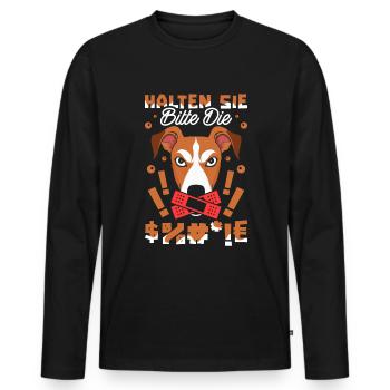 Greyhound Greyhound S’il vous plaît, taisez-vous - T-shirt manches longues Premium bio Homme - noir - Devant - Nico (187cm)
