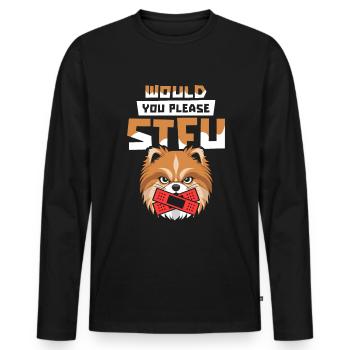 Pomeranian Stfu Would You Please Shut Up - Men's Premium Organic Long Sleeve Shirt - black - Front - Nico (187cm)
