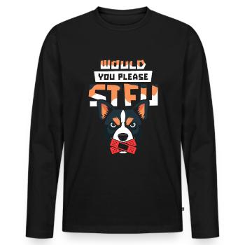 Australian Cattle Dog Stfu - Men's Premium Organic Long Sleeve Shirt - black - Front - Nico (187cm)