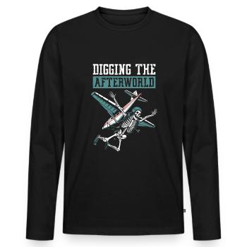 Parachutist Skydiving Skeleton - Men's Premium Organic Long Sleeve Shirt - black - Front - Nico (187cm)
