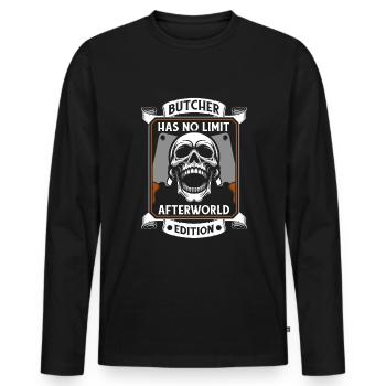 Fleischer Metzger Schlachter Schädel - Männer Premium Bio Langarmshirt - Schwarz - Vorne - Nico (187cm)