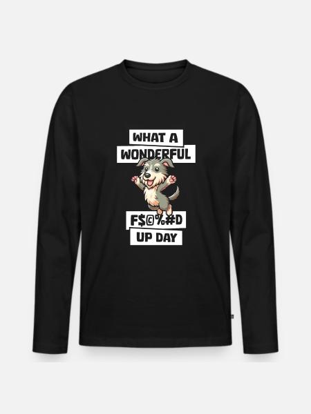 Irish Wolfhound Fucked Up Day - T-shirt manches longues Premium bio Homme - noir