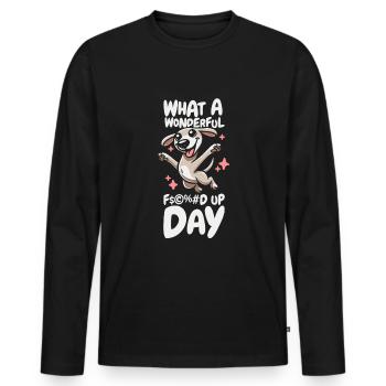 Greyhound Windhund Fucked Up Day - Men's Premium Organic Long Sleeve Shirt - black - Front - Nico (187cm)