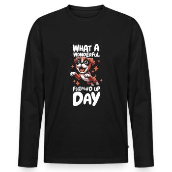Boxer Dog German Boxer Fucked Up Day - Men's Premium Organic Long Sleeve Shirt - black - Front - Nico (187cm)