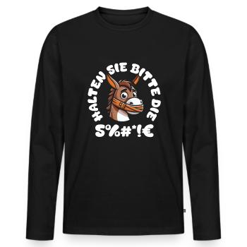 Muli Esel Halten Sie Bitte Die Fresse - Männer Premium Bio Langarmshirt - Schwarz - Vorne - Nico (187cm)