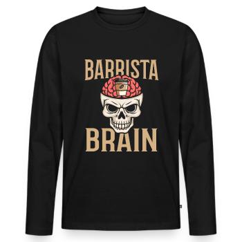 Barista Kaffee Schädel Barrista Brain - Männer Premium Bio Langarmshirt - Schwarz - Vorne - Nico (187cm)