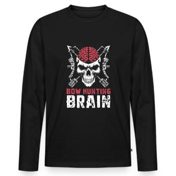 Bow Hunting Bow Hunter Skull Bow Hunting Brain - Men's Premium Organic Long Sleeve Shirt - black - Front - Nico (187cm)