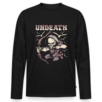Bow Hunt Bow Hunter Skeleton Undeath - Men's Premium Organic Long Sleeve Shirt - black - Front - Nico (187cm)