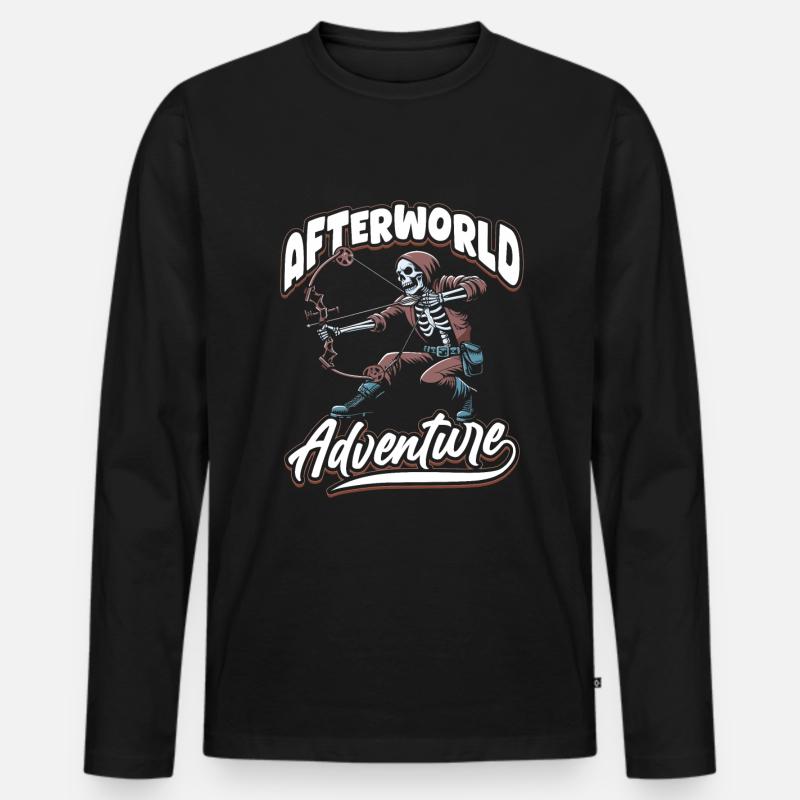 Bogenjagd Bogenjäger Skelett - Männer Premium Bio Langarmshirt - Schwarz
