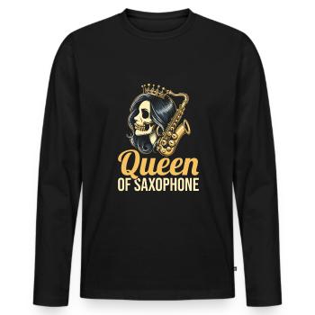 Saxophone Saxophone Skull Queen Of Saxophone - Men's Premium Organic Long Sleeve Shirt - black - Front - Nico (187cm)