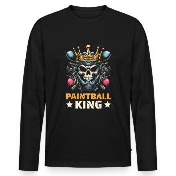 Paintball Schädel Paintball King - Männer Premium Bio Langarmshirt - Schwarz - Vorne - Nico (187cm)