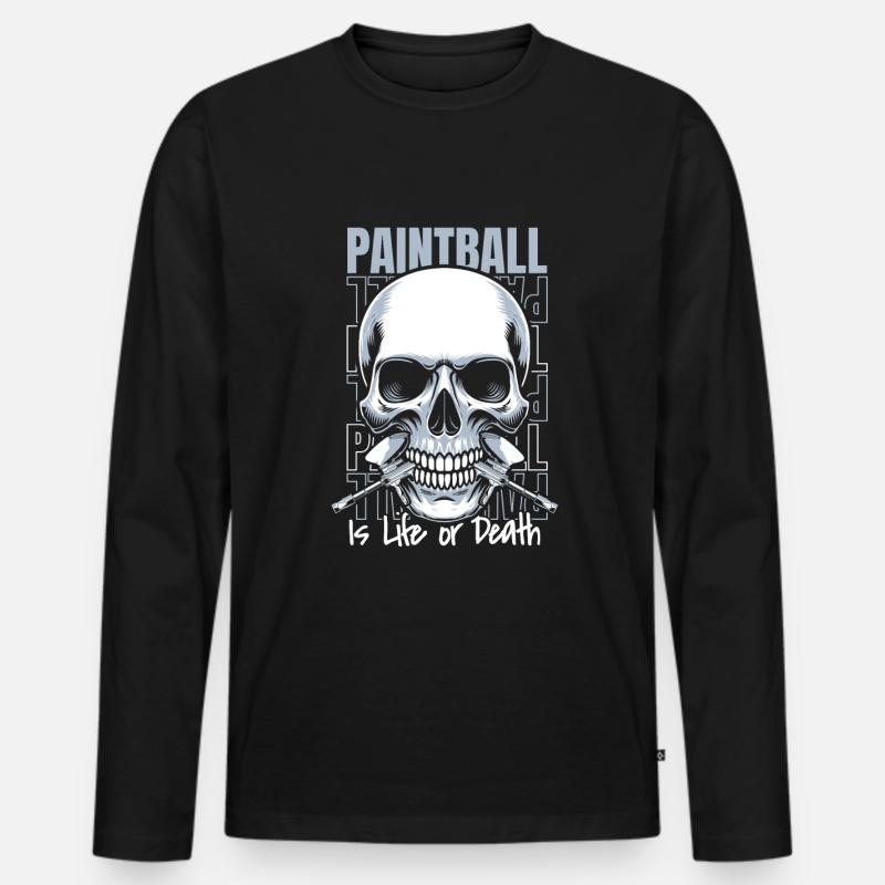 Paintball Schädel - Männer Premium Bio Langarmshirt - Schwarz