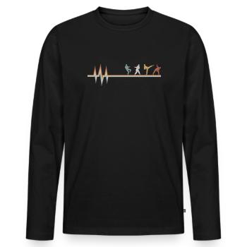 Taekwondo Ekg Heartbeat - Männer Premium Bio Langarmshirt - Schwarz - Vorne - Nico (187cm)
