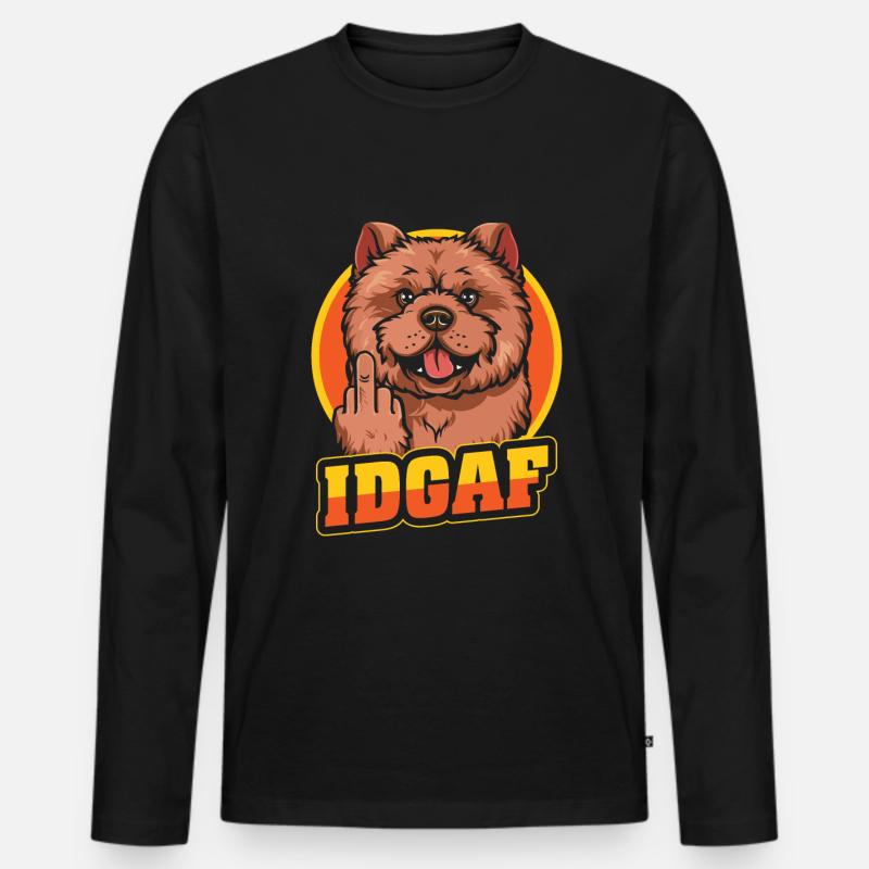 Chow Chow Idgaf - Männer Premium Bio Langarmshirt - Schwarz