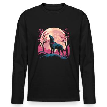 Labrador Japan Cherry Blossom Moon - Männer Premium Bio Langarmshirt - Schwarz - Vorne - Nico (187cm)
