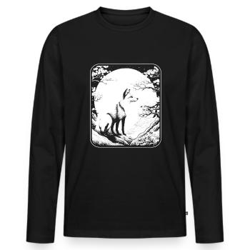 Fuchs Japan Cherry Blossom Moon - Männer Premium Bio Langarmshirt - Schwarz - Vorne - Nico (187cm)