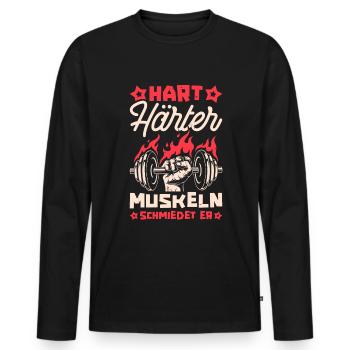 Musculation bodybuilders - T-shirt manches longues Premium bio Homme - noir - Devant - Nico (187cm)