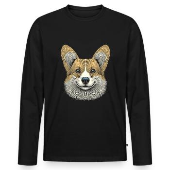 Corgi Fingerprint - Men's Premium Organic Long Sleeve Shirt - black - Front - Nico (187cm)