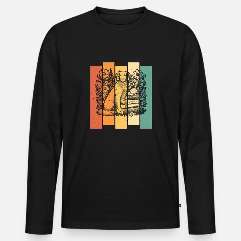 Brittany Spaniel Blumenbuchleser - Männer Premium Bio Langarmshirt - Schwarz