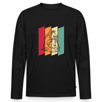 Skiing Après Ski Skiing Ninja - Men's Premium Organic Long Sleeve Shirt - black - Front - Nico (187cm)