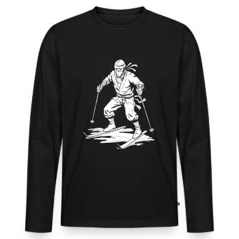 Skiing Après Ski Skiing Ninja - Men's Premium Organic Long Sleeve Shirt - black - Front - Nico (187cm)