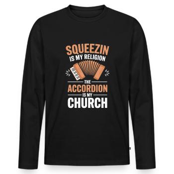 Accordéon - T-shirt manches longues Premium bio Homme - noir - Devant - Nico (187cm)