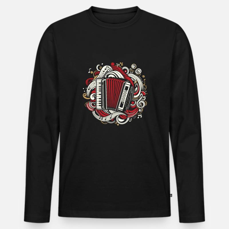 Akkordeon - Männer Premium Bio Langarmshirt - Schwarz