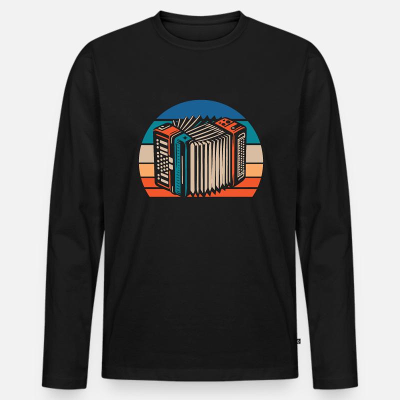 Akkordeon - Männer Premium Bio Langarmshirt - Schwarz