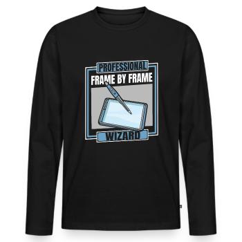 Animator - Men's Premium Organic Long Sleeve Shirt - black - Front - Nico (187cm)