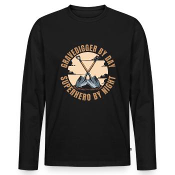 Gravedigger Funeral Assistant - Men's Premium Organic Long Sleeve Shirt - black - Front - Nico (187cm)