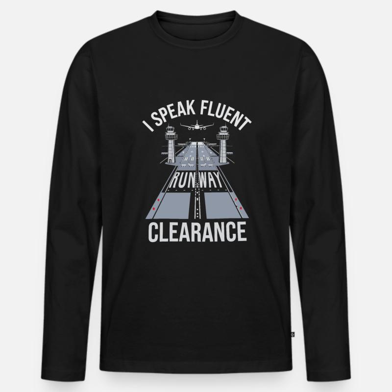 Fluglotse - Männer Premium Bio Langarmshirt - Schwarz