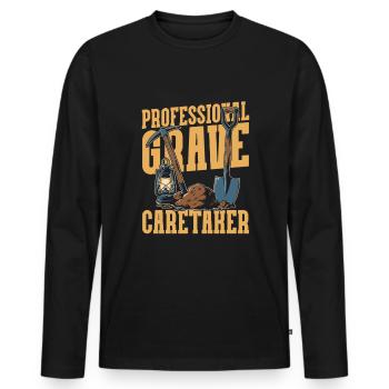 Gravedigger Funeral Assistant - Men's Premium Organic Long Sleeve Shirt - black - Front - Nico (187cm)