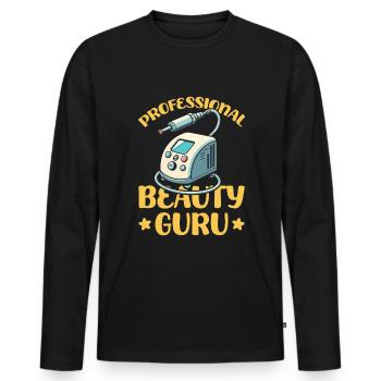 Spécialiste de la beauté - T-shirt manches longues Premium bio Homme - noir - Devant - Nico (187cm)
