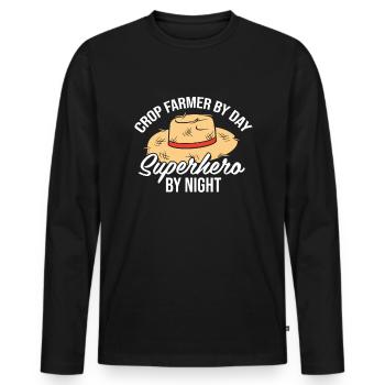 Crop growers - Men's Premium Organic Long Sleeve Shirt - black - Front - Nico (187cm)