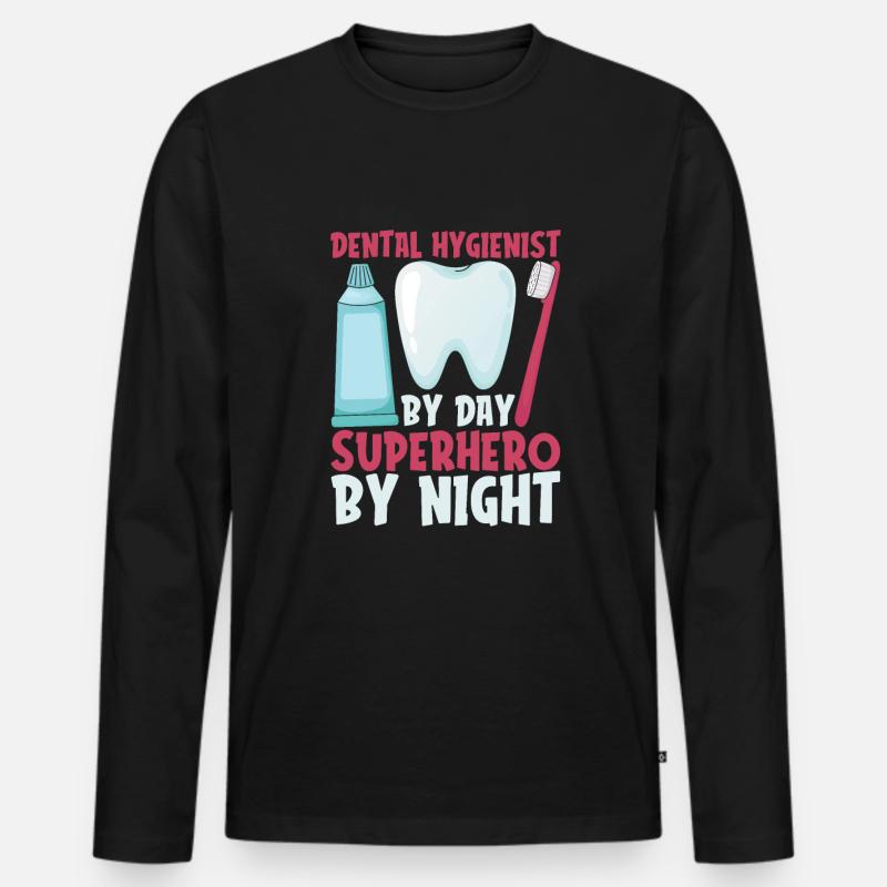 Zahnpfleger - Männer Premium Bio Langarmshirt - Schwarz