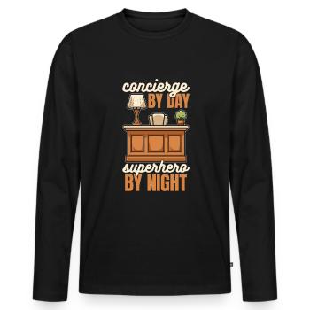 Porteur - T-shirt manches longues Premium bio Homme - noir - Devant - Nico (187cm)