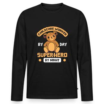 Travailleurs de la petite enfance - T-shirt manches longues Premium bio Homme - noir - Devant - Nico (187cm)